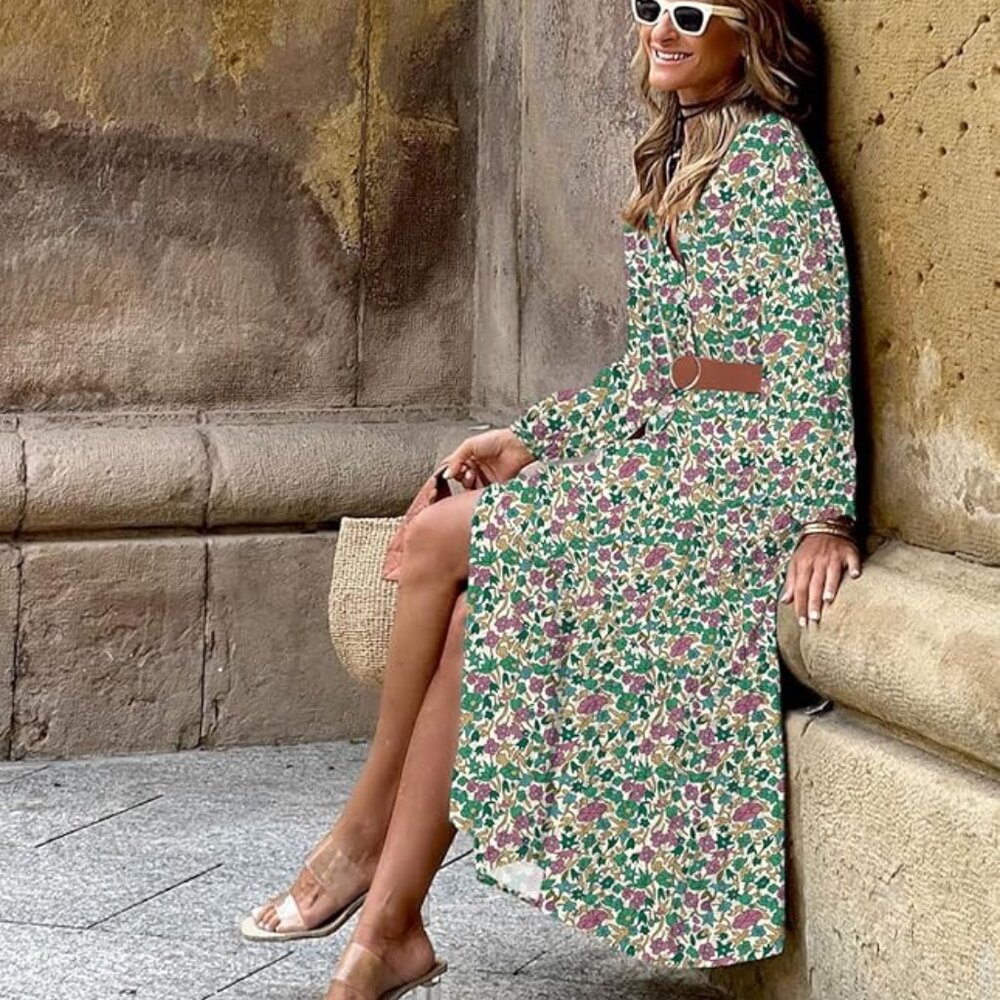 🌸 Boho Floral Puff Sleeve Midi Dress | Size S | NWT 🌸 - Picture 4 of 5